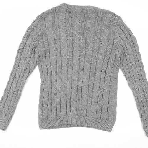Raging Bull Men's Grey Cable-Knit Pullover Jumper L