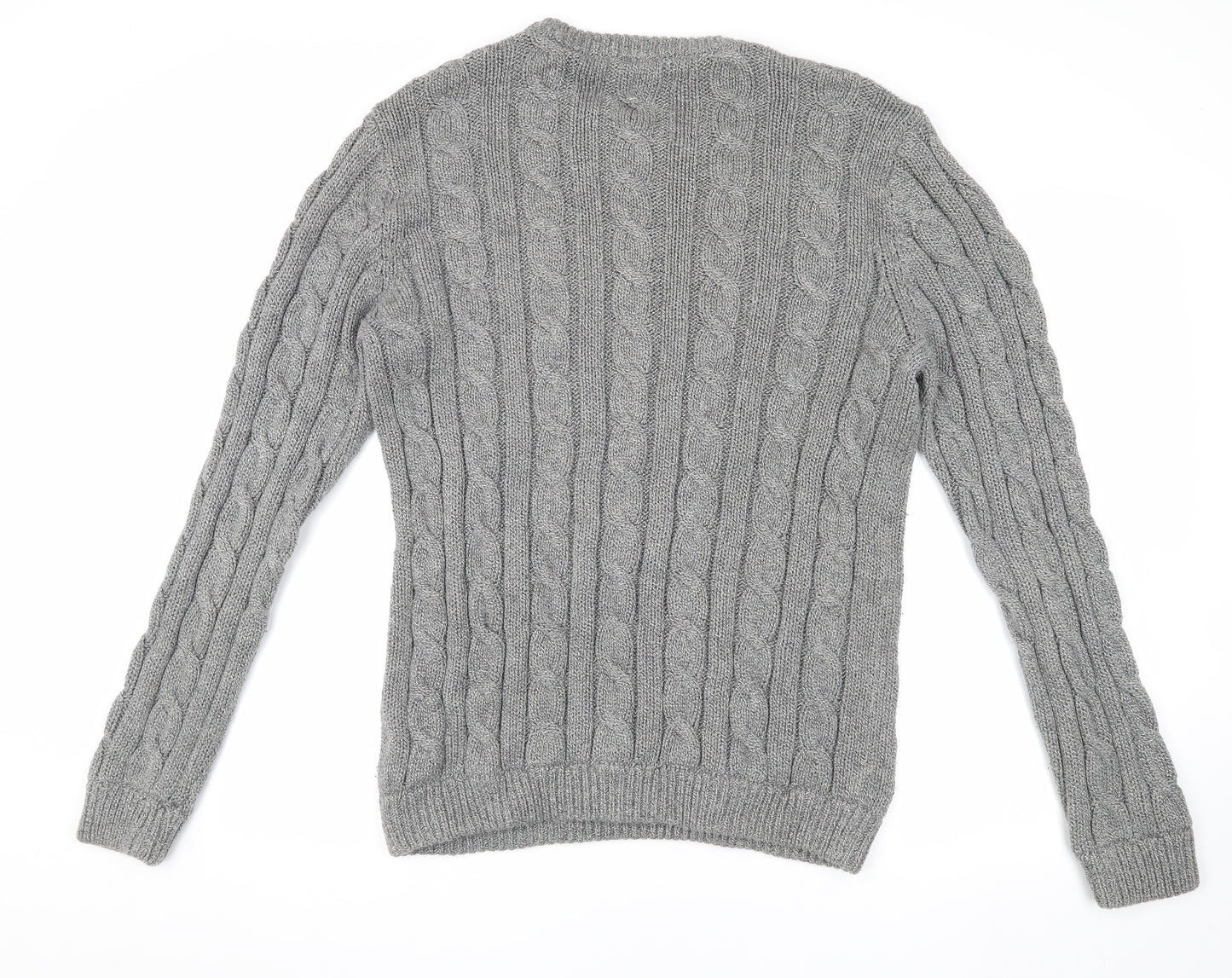 Raging Bull Men's Grey Cable-Knit Pullover Jumper L