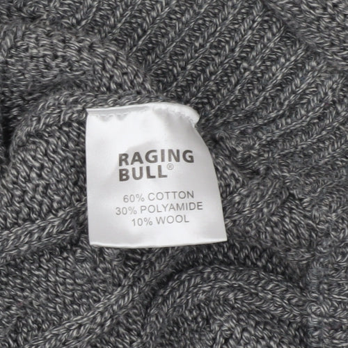 Raging Bull Men's Grey Cable-Knit Pullover Jumper L