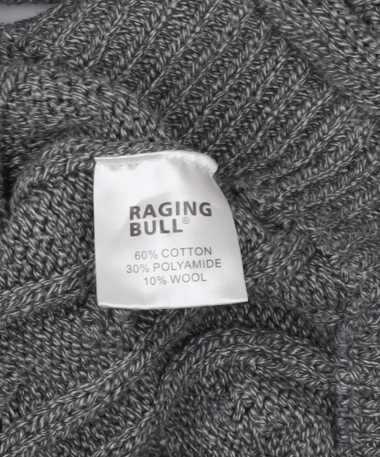 Raging Bull Men's Grey Cable-Knit Pullover Jumper L