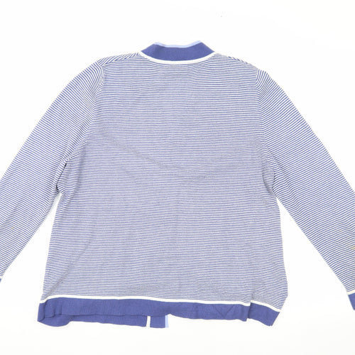 Eastex Women's Blue Size 16 Striped Cardigan