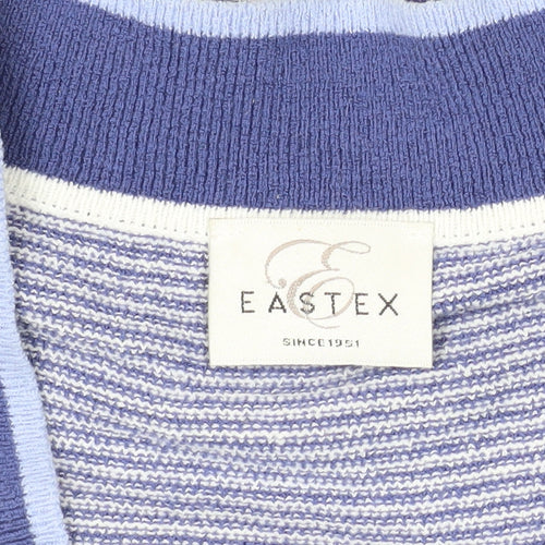 Eastex Women's Blue Size 16 Striped Cardigan