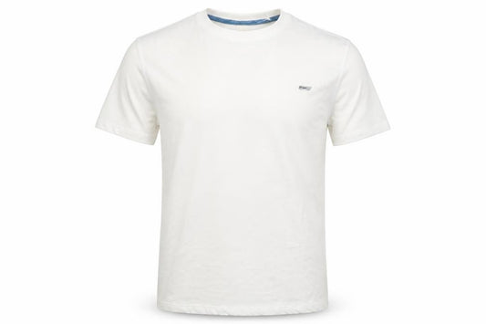 Front view of Men's White Crew Neck T-Shirt, size M