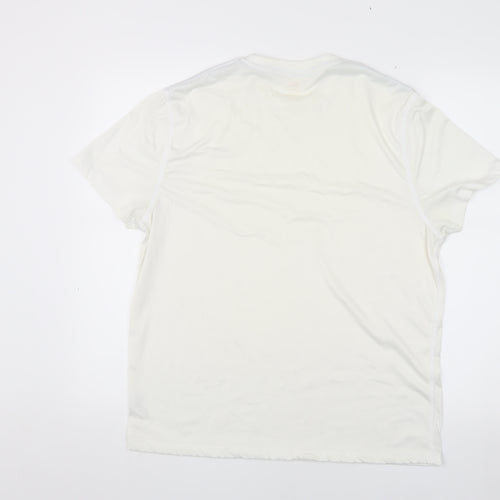 Men's White Crew Neck T-Shirt, Size M