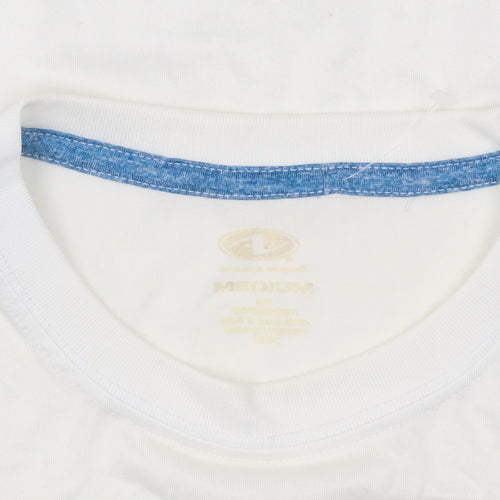 Men's White Crew Neck T-Shirt, Size M