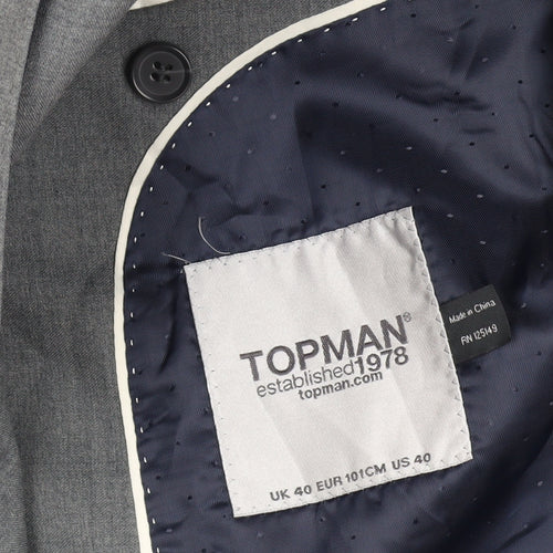 Topman Men's Grey Blazer 40 Regular Fit Classic