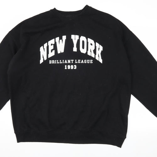 Bershka Men's Black Pullover Sweatshirt L