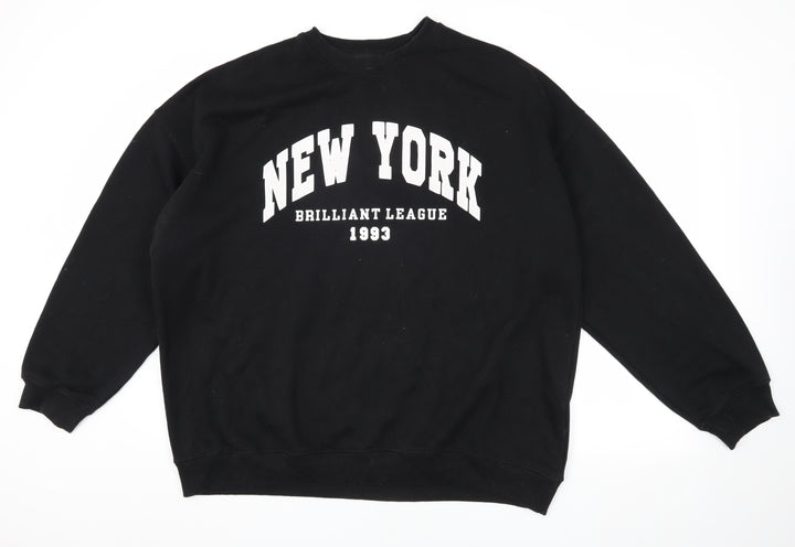 Bershka Men's Black Pullover Sweatshirt L