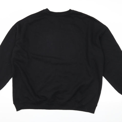 Bershka Men's Black Pullover Sweatshirt L