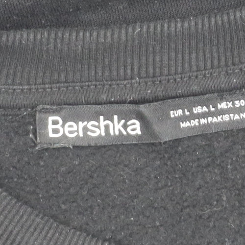 Bershka Men's Black Pullover Sweatshirt L