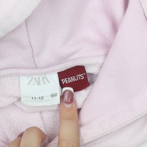 Zara Girls Pink Peanuts Snoopy Hoodie 152 Pullover