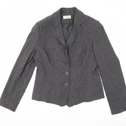 Kaliko Women's Grey Blazer Size 14 Regular Notch Lapel