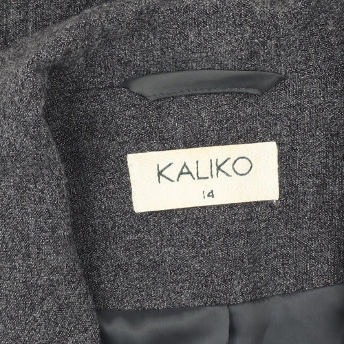Kaliko Women's Grey Blazer Size 14 Regular Notch Lapel