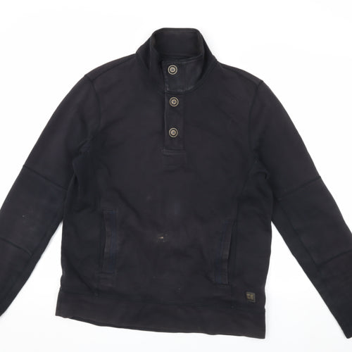Boss Orange Men's Black Henley Sweatshirt M