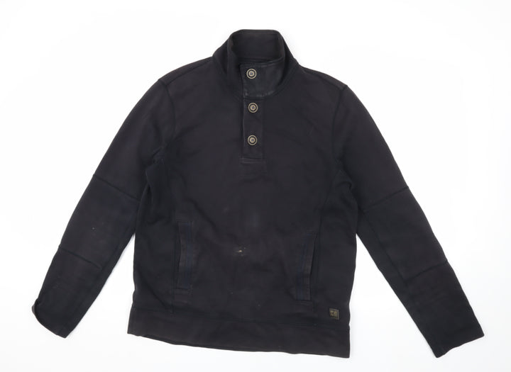 Boss Orange Men's Black Henley Sweatshirt M