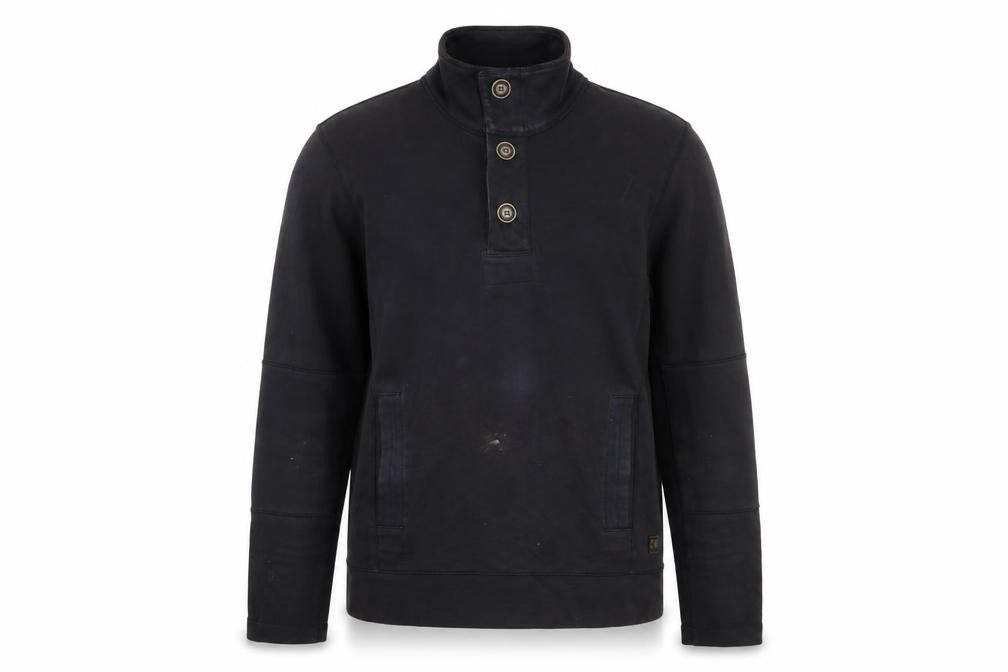Front view of BOSS Orange Men's Black Henley Sweatshirt M