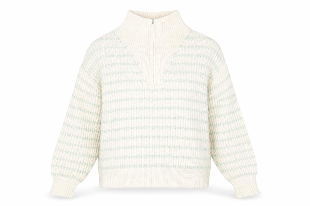 Front view of Mango Women's Beige Chunky-Knit High Neck Jumper, size M
