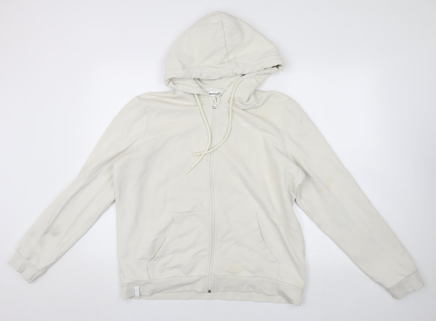 bekkin Men's Beige L Hooded Jacket Casual