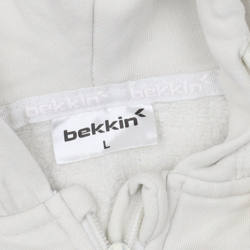 bekkin Men's Beige L Hooded Jacket Casual