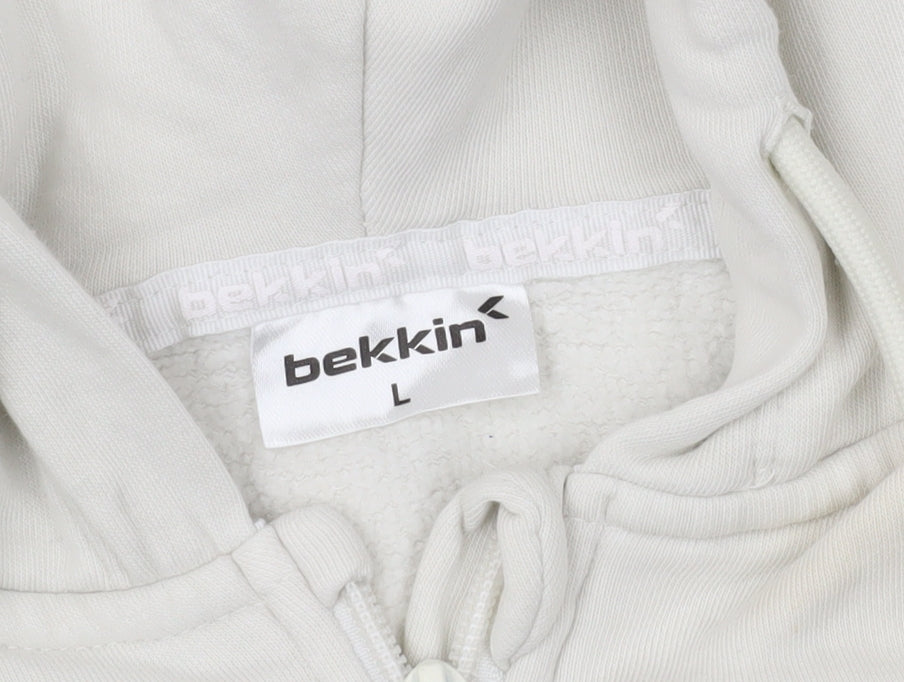 bekkin Men's Beige L Hooded Jacket Casual