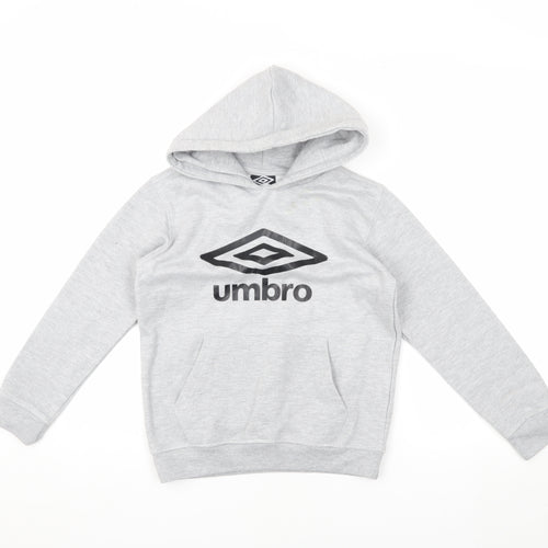 Umbro Boys Grey Pullover Hoodie 9-10 Years with Logo
