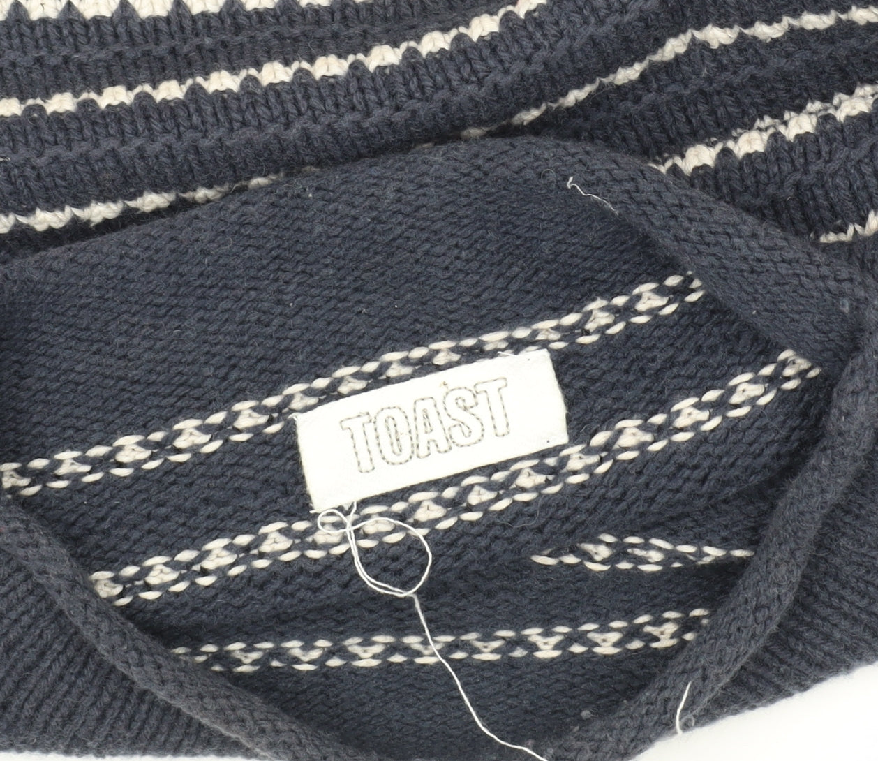 Toast Women's Blue Striped Pullover Jumper M