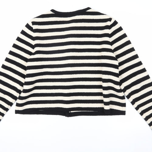 H&M Women’s Black & Cream Striped Cardigan Size 14