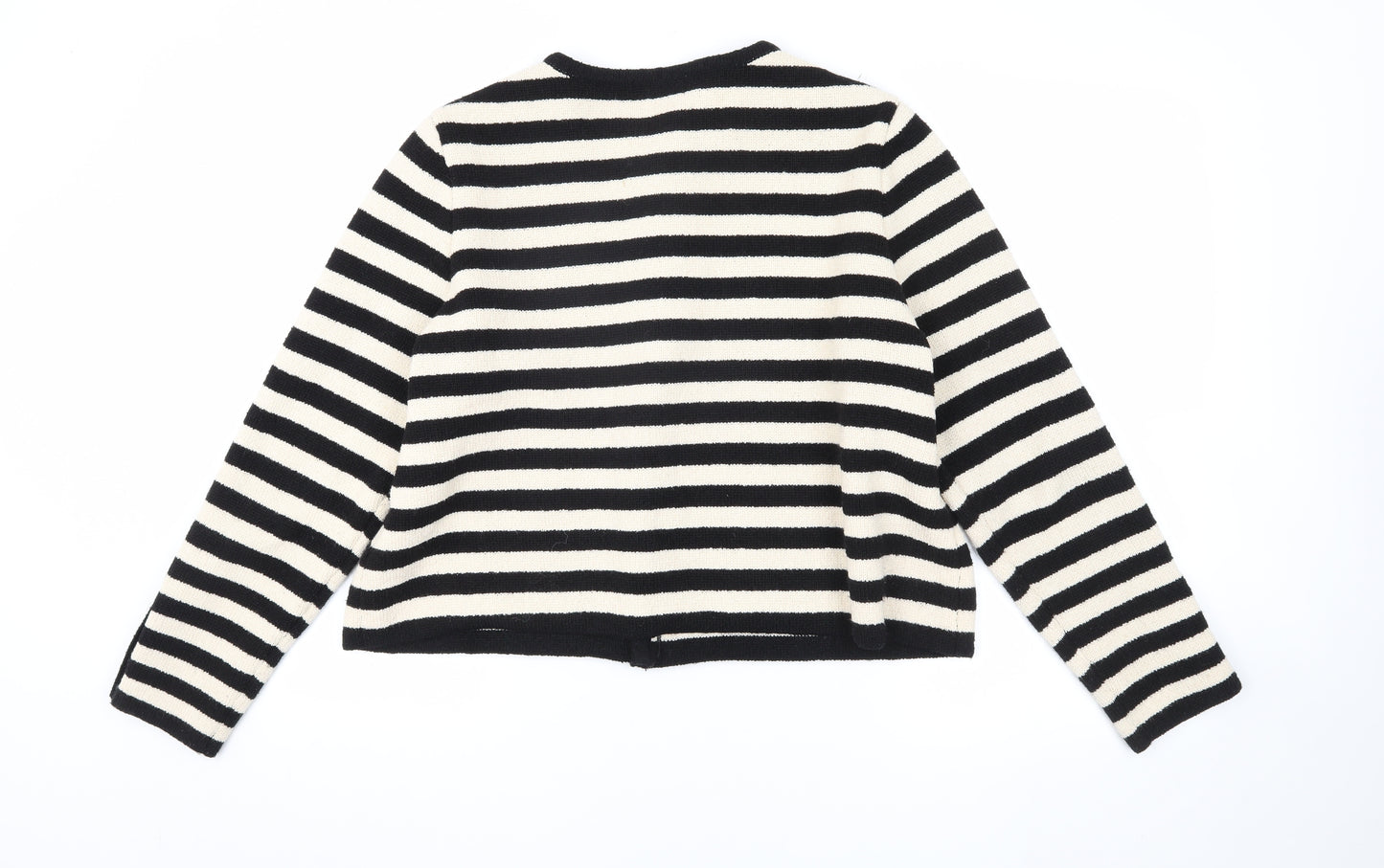 H&M Women’s Black & Cream Striped Cardigan Size 14
