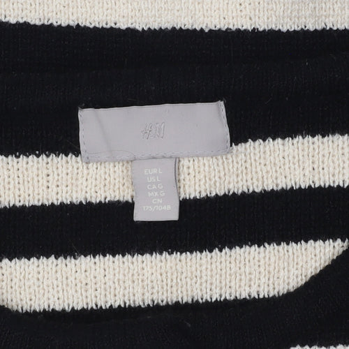 H&M Women’s Black & Cream Striped Cardigan Size 14