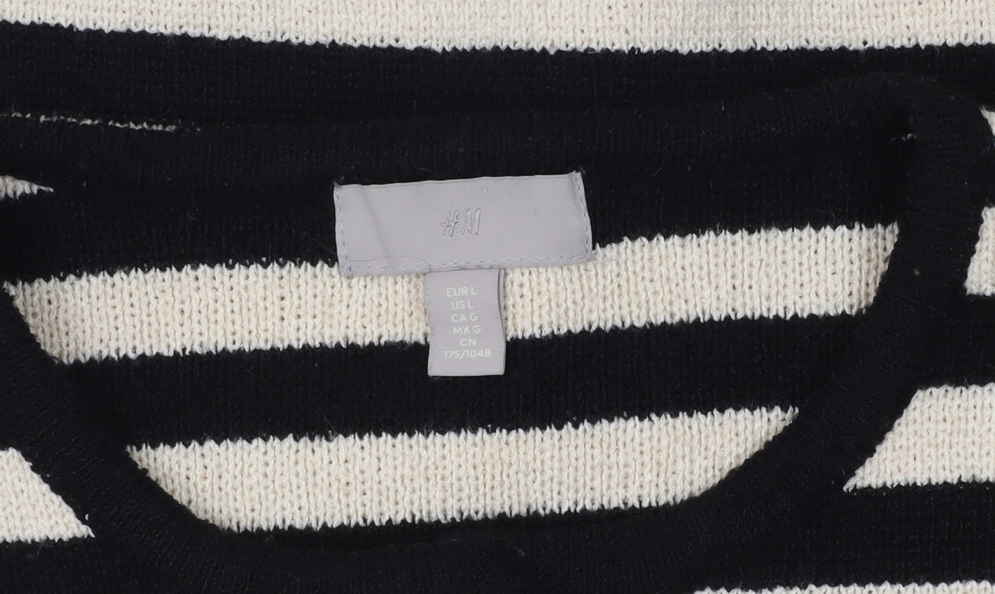 H&M Women’s Black & Cream Striped Cardigan Size 14