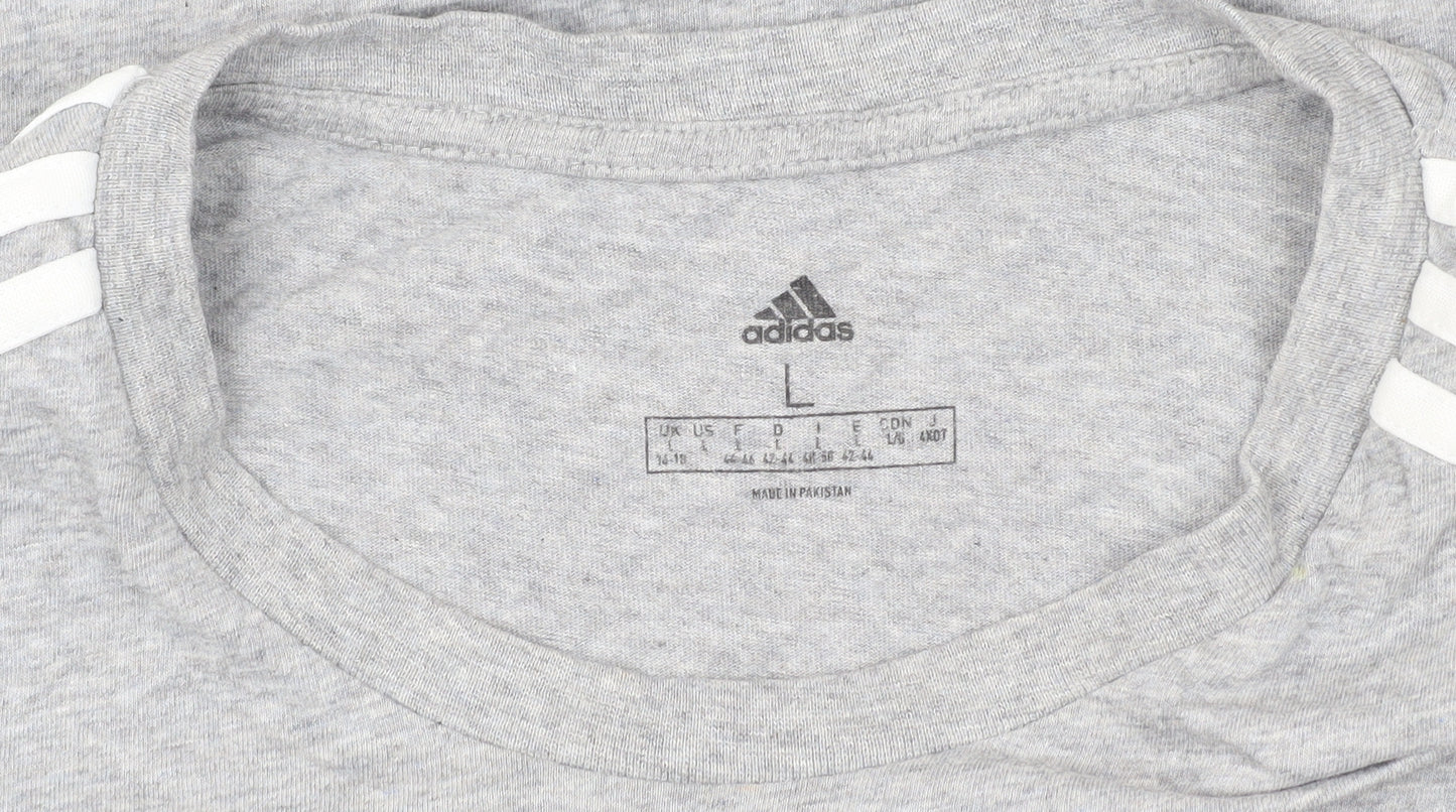 Adidas Men's Grey Large T-Shirt Short Sleeve