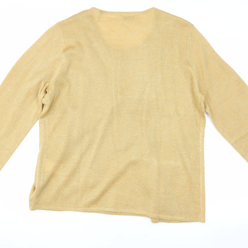 Damart Women's Gold Beaded Cardigan L V-Neck Party