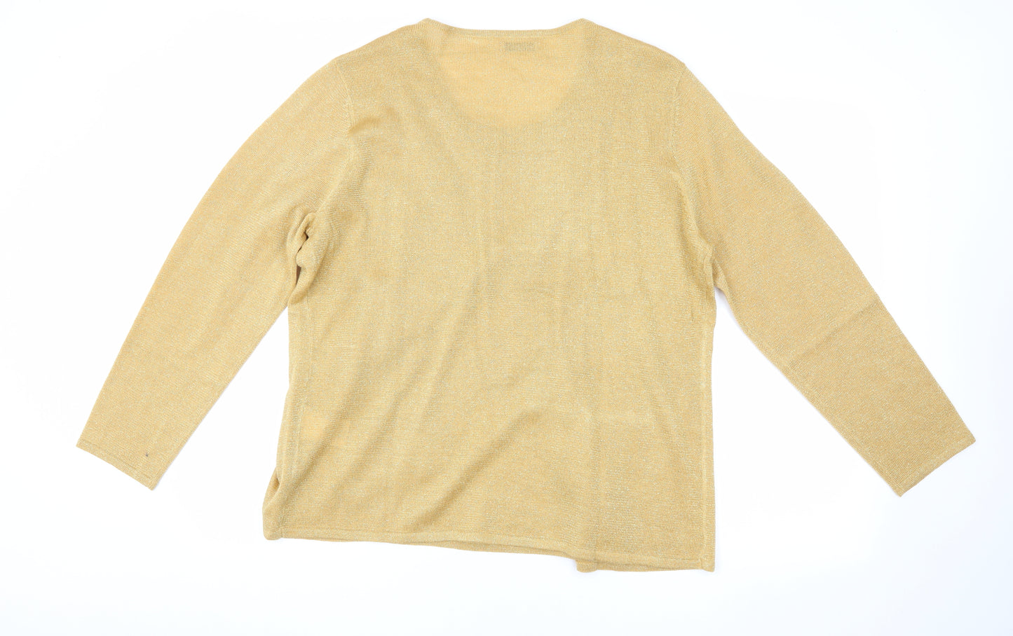 Damart Women's Gold Beaded Cardigan L V-Neck Party