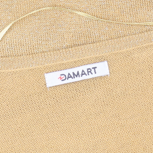 Damart Women's Gold Beaded Cardigan L V-Neck Party