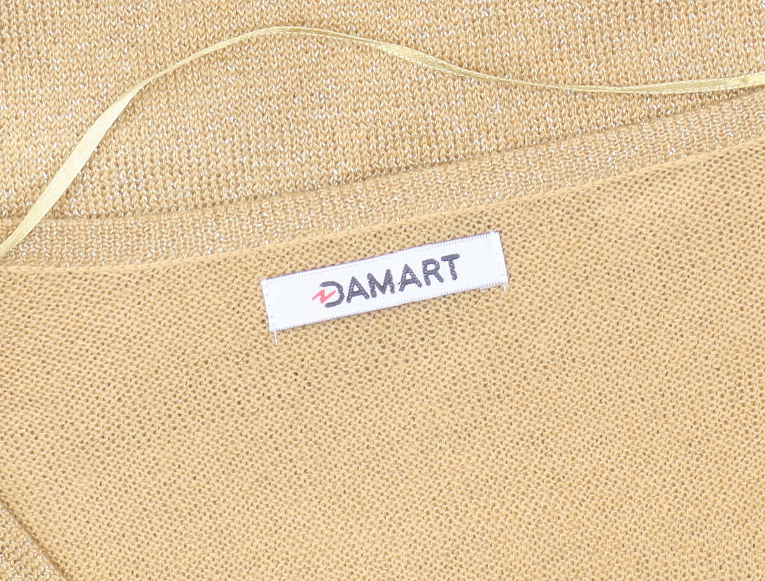 Damart Women's Gold Beaded Cardigan L V-Neck Party