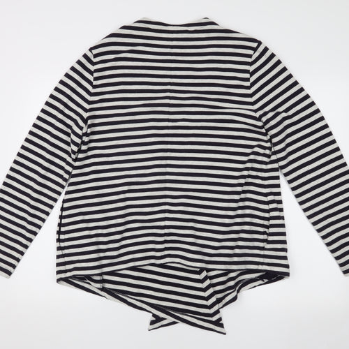 Lands' End Women's Black & White Striped Open Front Cardigan XL