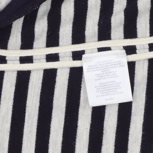 Lands' End Women's Black & White Striped Open Front Cardigan XL