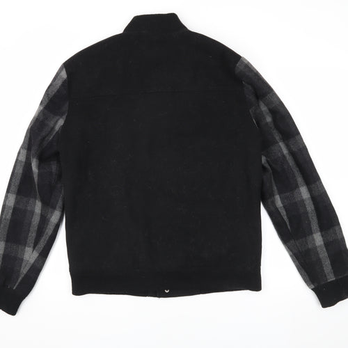 Native Youth Men's Black Varsity Jacket, Size L, Checked Sleeves