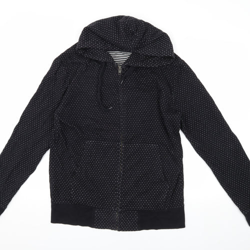 French Connection Men's Black Polka Dot Hooded Jacket M
