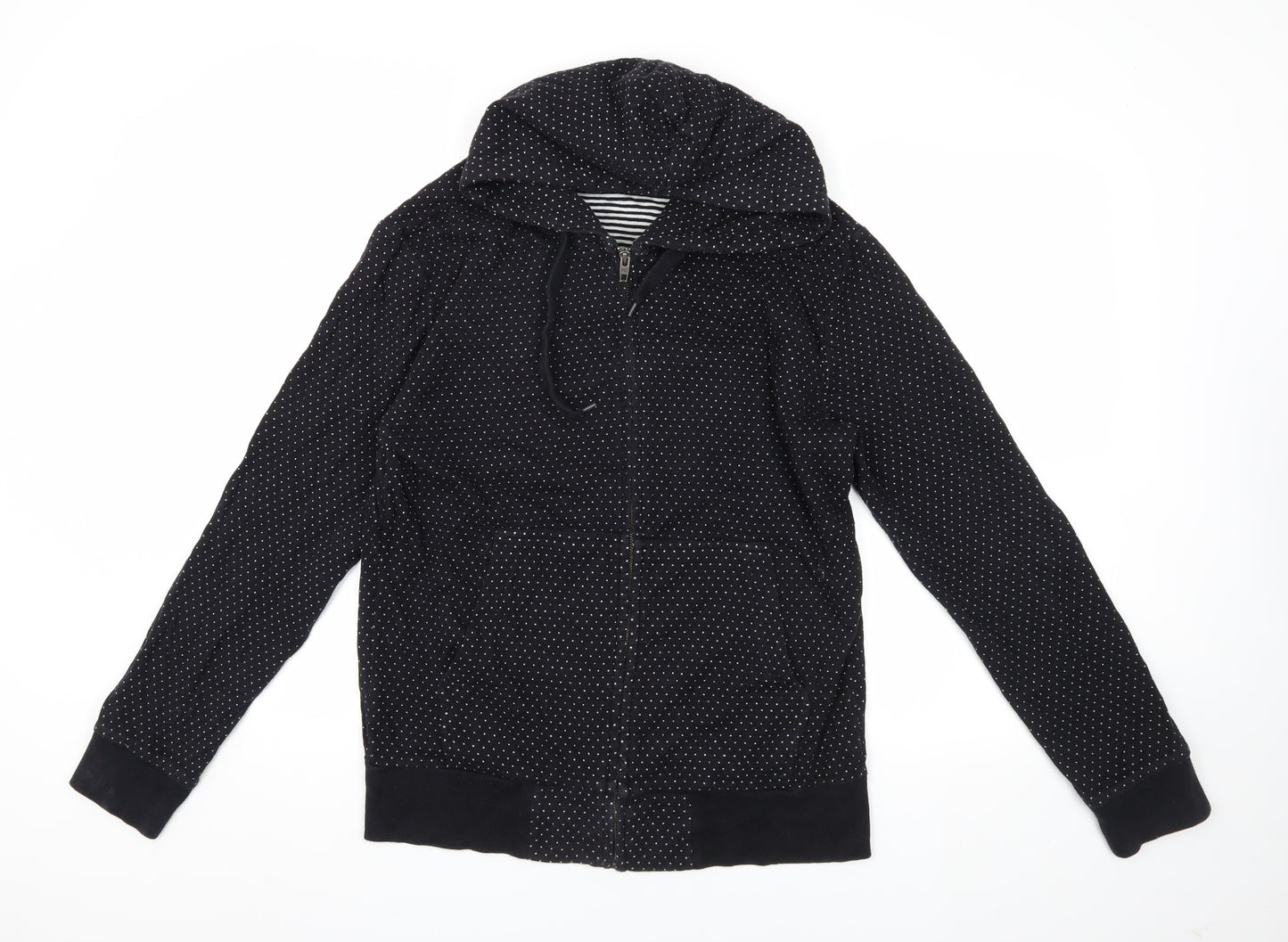 French Connection Men's Black Polka Dot Hooded Jacket M