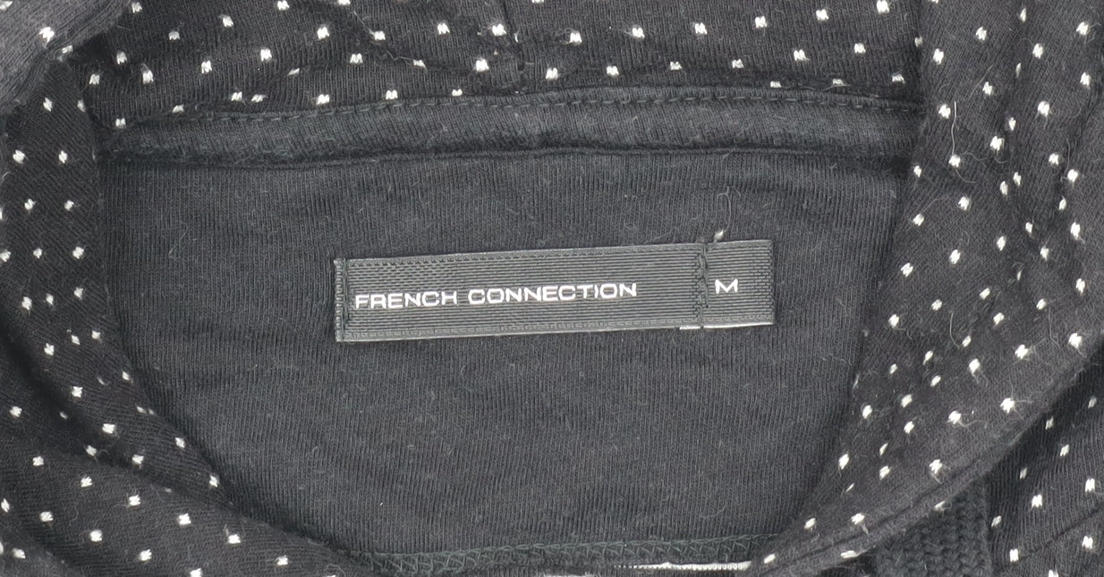 French Connection Men's Black Polka Dot Hooded Jacket M