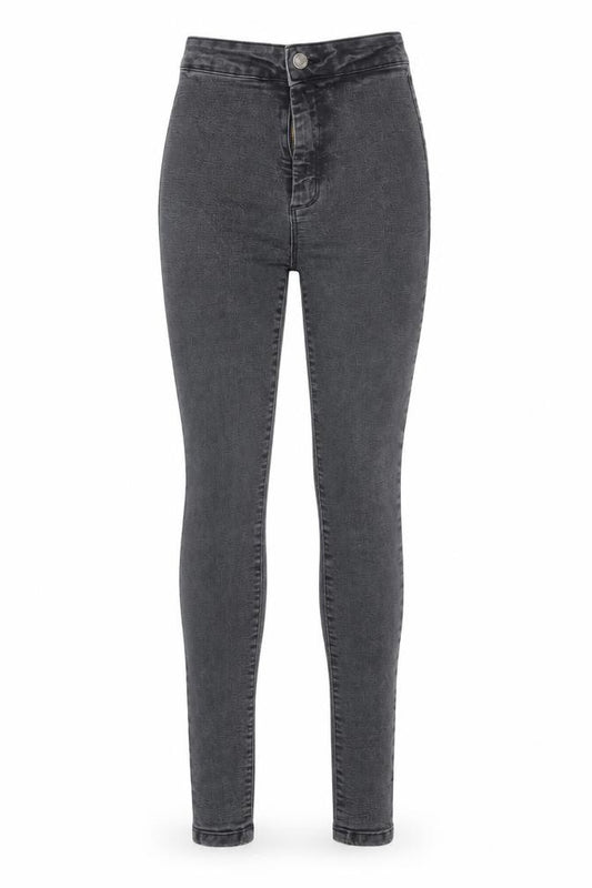 Front view of PRETTYLITTLETHING women’s black disco jeans, size UK 4
