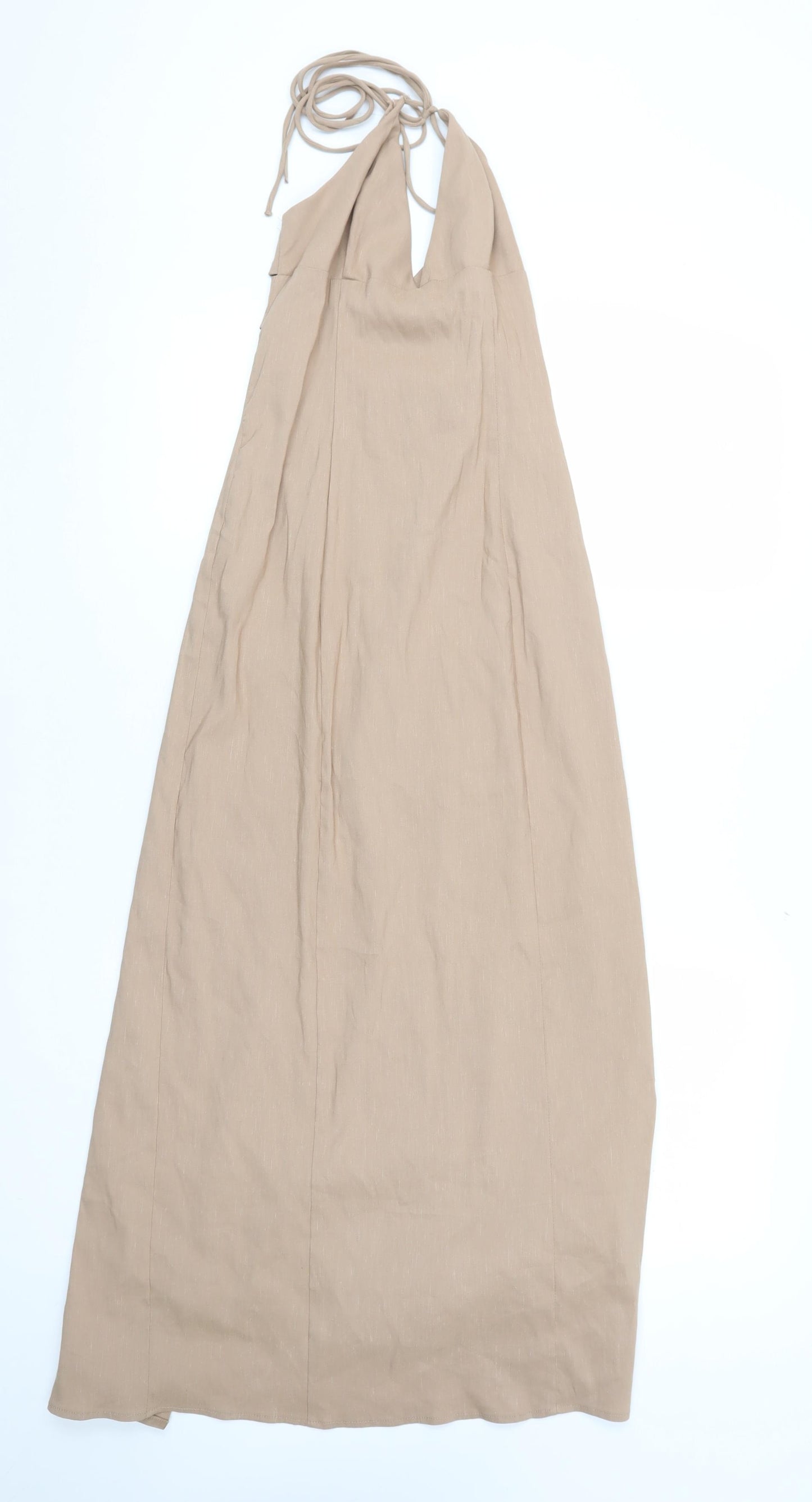 Zara Women's Beige Halter Long Dress XS New