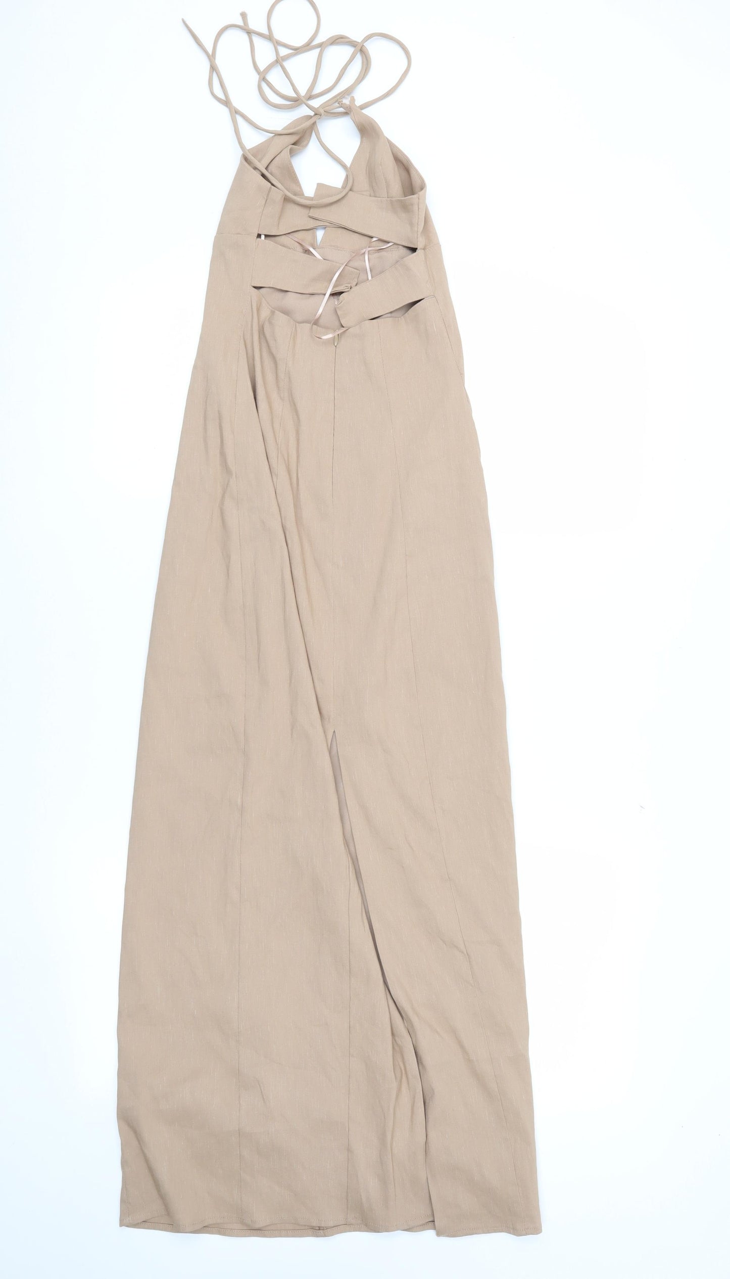 Zara Women's Beige Halter Long Dress XS New