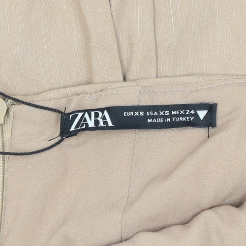 Zara Women's Beige Halter Long Dress XS New