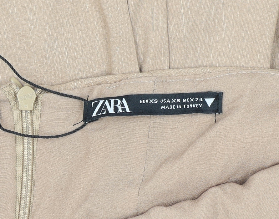 Zara Women's Beige Halter Long Dress XS New