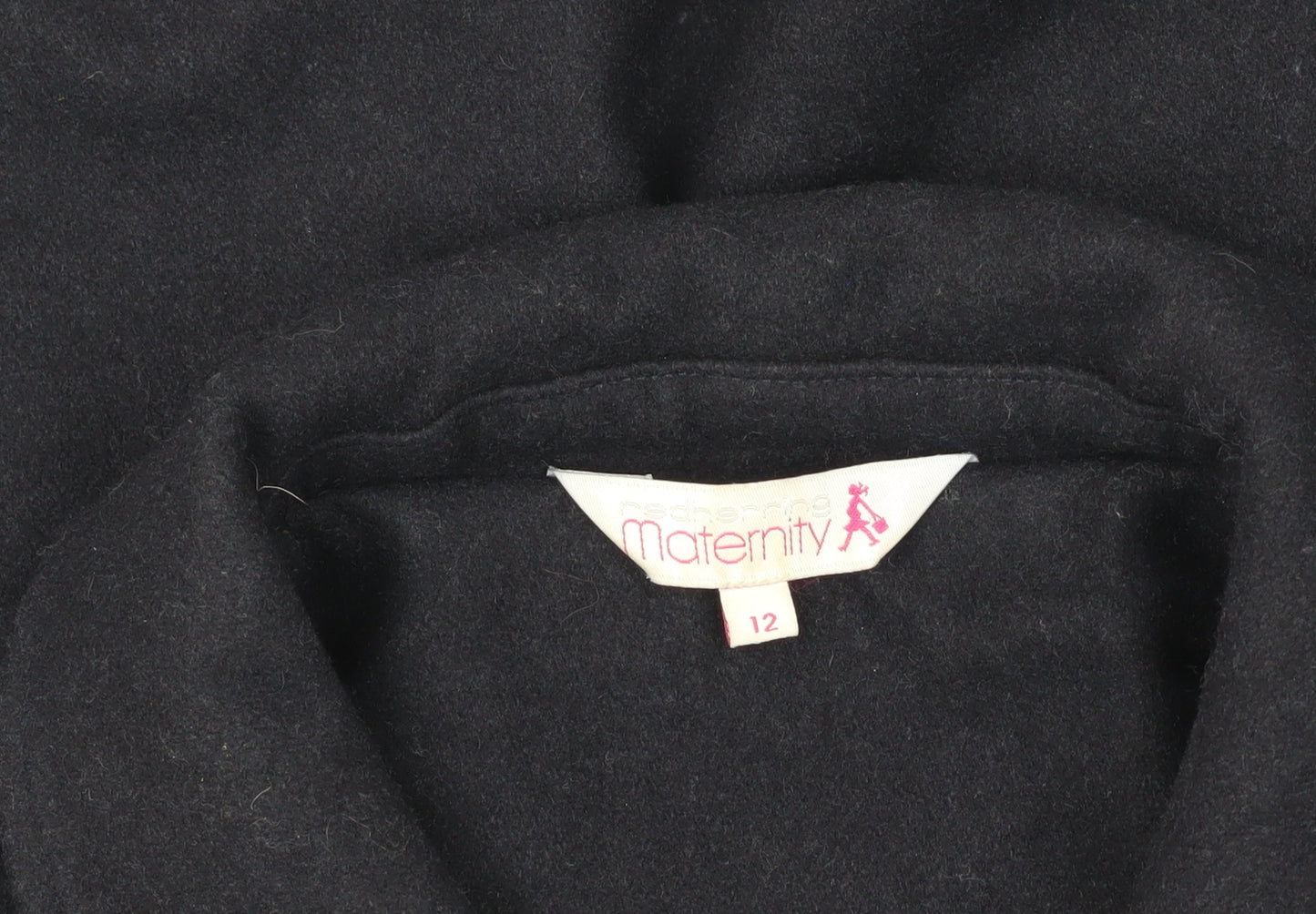 Maternity Women's Black Wool Coat, Size 12