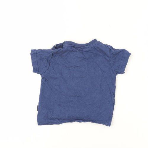 JoJo Maman Bébé Unisex Blue T-Shirt 3-6M, Animal Print, Cotton