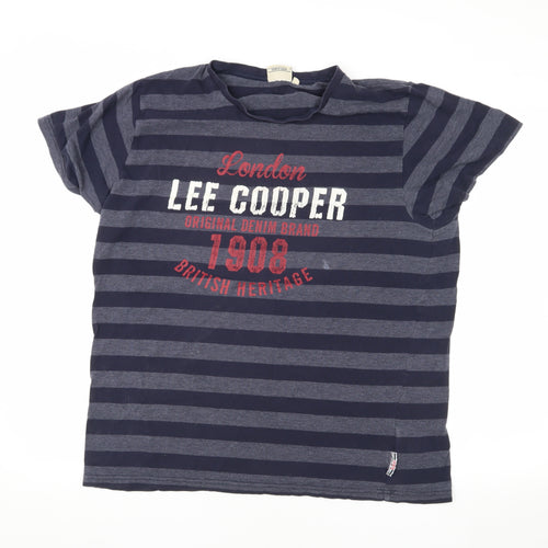 Lee Cooper Men's XL Blue Striped T-Shirt