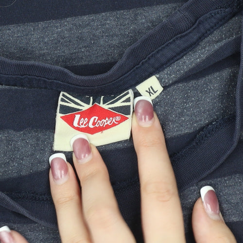 Lee Cooper Men's XL Blue Striped T-Shirt